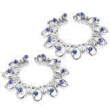 Maxbell 1 Pair Hollow Rhinestone Stainless Steel Floral Clip On Mamilo Ring Blue