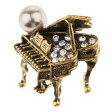 Maxbell Chic Rhinestone Music Piano Brooches Lapel Pin Wedding Jewelry Antique Brass