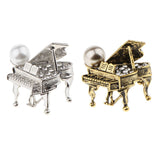 Maxbell Chic Rhinestone Music Piano Brooches Lapel Pin Wedding Jewelry Antique Brass