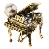 Maxbell Chic Rhinestone Music Piano Brooches Lapel Pin Wedding Jewelry Antique Brass