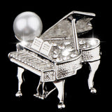 Maxbell Chic Rhinestone Music Piano Brooches Lapel Pin Wedding Jewelry Silver