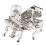 Maxbell Chic Rhinestone Music Piano Brooches Lapel Pin Wedding Jewelry Silver