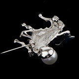 Maxbell Chic Rhinestone Music Piano Brooches Lapel Pin Wedding Jewelry Silver