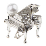 Maxbell Chic Rhinestone Music Piano Brooches Lapel Pin Wedding Jewelry Silver