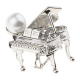 Maxbell Chic Rhinestone Music Piano Brooches Lapel Pin Wedding Jewelry Silver