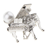 Maxbell Chic Rhinestone Music Piano Brooches Lapel Pin Wedding Jewelry Silver