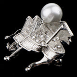 Maxbell Chic Rhinestone Music Piano Brooches Lapel Pin Wedding Jewelry Silver