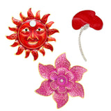 Maxbell Rhinestone Redbud Flower Brooch Pin Women Fashion Jewelry Clothes Accessory