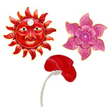 Maxbell Rhinestone Redbud Flower Brooch Pin Women Fashion Jewelry Clothes Accessory