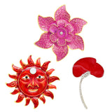 Maxbell Rhinestone Redbud Flower Brooch Pin Women Fashion Jewelry Clothes Accessory