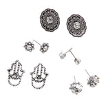 Maxbell 10pcs Retro Boho Carved Flowers Crystal Palms Floral Earrings Jewelry Sets