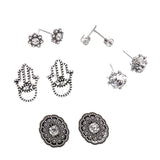 Maxbell 10pcs Retro Boho Carved Flowers Crystal Palms Floral Earrings Jewelry Sets