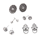 Maxbell 10pcs Retro Boho Carved Flowers Crystal Palms Floral Earrings Jewelry Sets