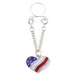 Maxbell 2pcs Crystal Enamel America Flag USA Star Hearts Dangle NippleRing Heart