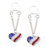 Maxbell 2pcs Crystal Enamel America Flag USA Star Hearts Dangle NippleRing Heart