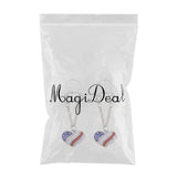 Maxbell 2pcs Crystal Enamel America Flag USA Star Hearts Dangle NippleRing Heart