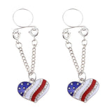 Maxbell 2pcs Crystal Enamel America Flag USA Star Hearts Dangle NippleRing Heart