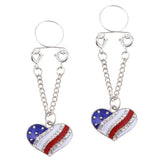 Maxbell 2pcs Crystal Enamel America Flag USA Star Hearts Dangle NippleRing Heart