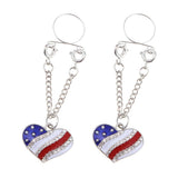 Maxbell 2pcs Crystal Enamel America Flag USA Star Hearts Dangle NippleRing Heart