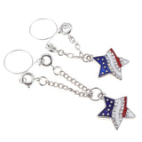 Maxbell 2pcs Crystal Enamel America Flag USA Star Hearts Dangle NippleRing Pentagram