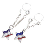 Maxbell 2pcs Crystal Enamel America Flag USA Star Hearts Dangle NippleRing Pentagram