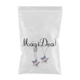 Maxbell 2pcs Crystal Enamel America Flag USA Star Hearts Dangle NippleRing Pentagram