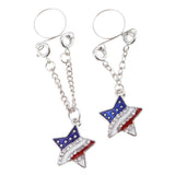 Maxbell 2pcs Crystal Enamel America Flag USA Star Hearts Dangle NippleRing Pentagram