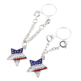 Maxbell 2pcs Crystal Enamel America Flag USA Star Hearts Dangle NippleRing Pentagram