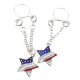 Maxbell 2pcs Crystal Enamel America Flag USA Star Hearts Dangle NippleRing Pentagram