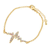 Maxbell Novelty Heartbeat Bracelet Bangle Unisex Bangle Gold Colorful Crystal