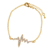 Maxbell Novelty Heartbeat Bracelet Bangle Unisex Bangle Gold Colorful Crystal