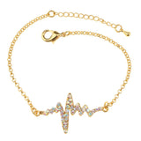 Maxbell Novelty Heartbeat Bracelet Bangle Unisex Bangle Gold Colorful Crystal