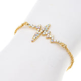 Maxbell Novelty Heartbeat Bracelet Bangle Unisex Bangle Gold Colorful Crystal