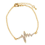Maxbell Novelty Heartbeat Bracelet Bangle Unisex Bangle Gold Colorful Crystal