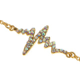 Maxbell Novelty Heartbeat Bracelet Bangle Unisex Bangle Gold Colorful Crystal