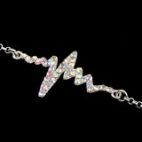 Maxbell Novelty Heartbeat Bracelet Bangle Unisex Bangle Silver Colorful Crystal