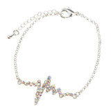 Maxbell Novelty Heartbeat Bracelet Bangle Unisex Bangle Silver Colorful Crystal