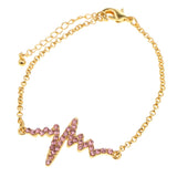 Maxbell Novelty Heartbeat Bracelet Bangle Unisex Bangle Gold Chain Pink Crystal