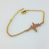 Maxbell Novelty Heartbeat Bracelet Bangle Unisex Bangle Gold Chain Pink Crystal