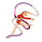 Maxbell Trendy Enamel Sports Gymnastics Brooch Whirling Girls Ribbon Brooches  Red