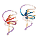 Maxbell Trendy Enamel Sports Gymnastics Brooch Whirling Girls Ribbon Brooches  Red