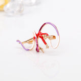 Maxbell Trendy Enamel Sports Gymnastics Brooch Whirling Girls Ribbon Brooches  Red