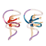Maxbell Trendy Enamel Sports Gymnastics Brooch Whirling Girls Ribbon Brooches  Red
