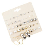 Maxbell 20 Pairs/Pack Assorted Rhinestone Pearl Ball Loop Ring Ear Stud Jewelry Set