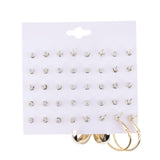 Maxbell 20 Pairs/Pack Assorted Rhinestone Pearl Ball Loop Ring Ear Stud Jewelry Set