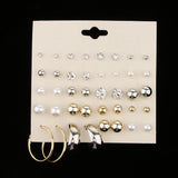 Maxbell 20 Pairs/Pack Assorted Rhinestone Pearl Ball Loop Ring Ear Stud Jewelry Set