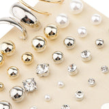 Maxbell 20 Pairs/Pack Assorted Rhinestone Pearl Ball Loop Ring Ear Stud Jewelry Set