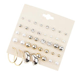 Maxbell 20 Pairs/Pack Assorted Rhinestone Pearl Ball Loop Ring Ear Stud Jewelry Set