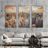 Maxbell 3 Panels City Painting Wall Art Picture Print on Canvas for Home Decoration