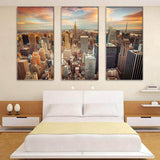 Maxbell 3 Panels City Painting Wall Art Picture Print on Canvas for Home Decoration